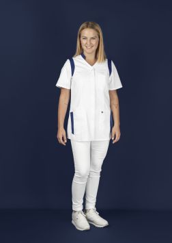 Veste BP Stretch Caro  pour dames blanc/bleu nuit