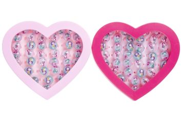 Bagues Sirènes dans une boîte en forme de coeur 36 pcs