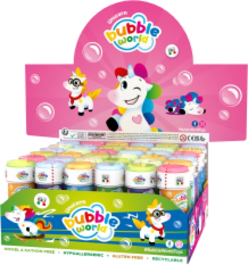 Souffleur de bulles de savon Licorne 36 x 60ml en carton display qualité superieure