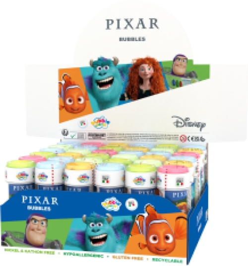 Souffleur de bulles de savon Pixar Mix 36 x 60ml en carton display qualité superieure