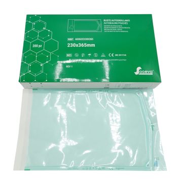 Sachets de stérilisation autocollants Sogeva 230 x 365mm 200pcs