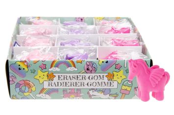 Gomme Licorne 4cm 3 couleurs par 48 pcs