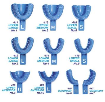 Premium Plus Porte-empreintes jetables perforés pour la mâchoire supérieure - intro pack 10pcs