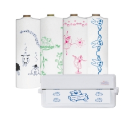 Serviettes sur rouleau n° 4, papier double couche-film PE 45x 32 cm motif dent rose 250 pcs.