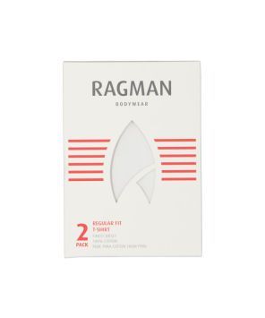 Ragman 2 T-shirts en double paquet avec encolure ronde Blanc