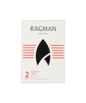 Ragman 2 T-shirts en double paquet avec encolure ronde Noir