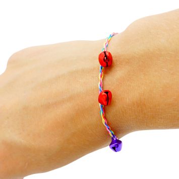 Bracelet composé de cordes et de cloches de couleurs vives par 100 pièces