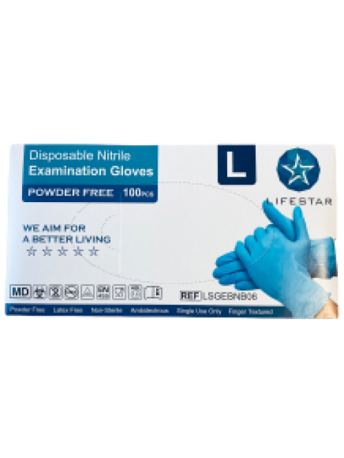 Gants jetables nitrile  bleu Large Lifebouy (10 x 100 pièces)