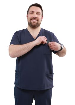 Tunique Unisex Quick Smart en microfibre sans repassage Blue Foncé